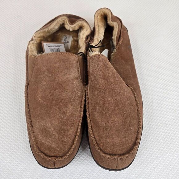 Staheekum Mens Size 12 Curbside Slippers Wheat Brown Leather Faux Fur Lining - Picture 3 of 6